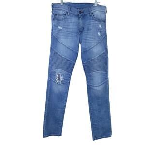 True Religion Geno Relaxed Slim Distressed Jeans Men Size 31x34 Inseam Pants